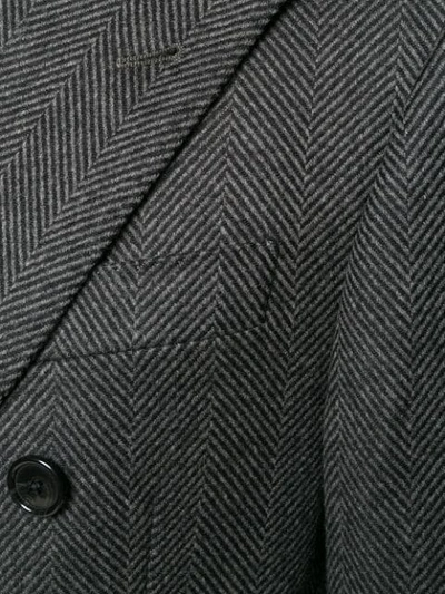 Shop Corneliani Midi Buttoned Coat - Grey