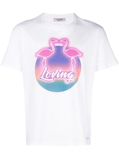 Shop Valentino Flamingos Print T-shirt - White