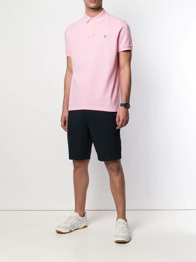 Shop Polo Ralph Lauren Logo Embroidered Polo Shirt In Pink