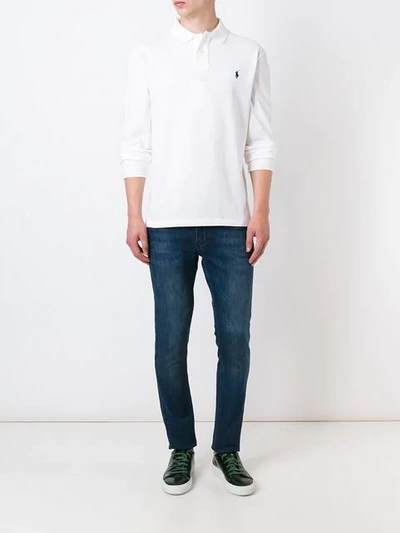 Shop Polo Ralph Lauren Poloshirt Mit Langen Ärmeln In White
