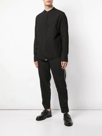 Shop Ziggy Chen Colarless Shirt In Black