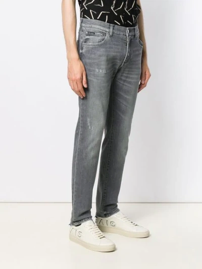 Shop Dolce & Gabbana Slim Fit Stretch Jeans In Grey