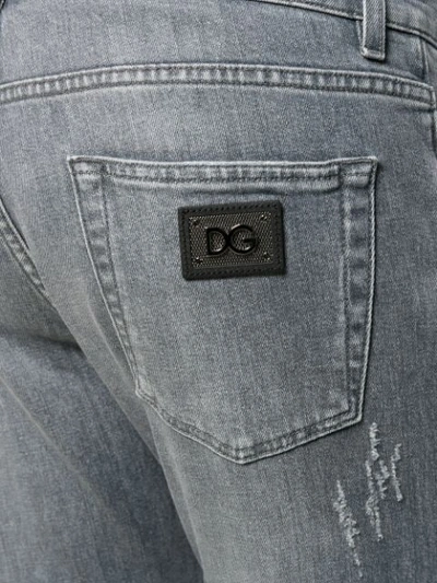 Shop Dolce & Gabbana Slim Fit Stretch Jeans In Grey