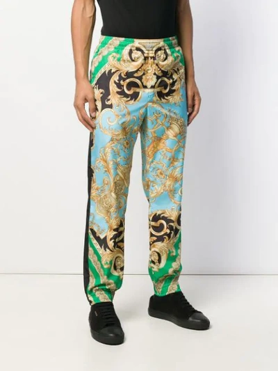 Shop Versace Barocco Print Trousers In Yellow