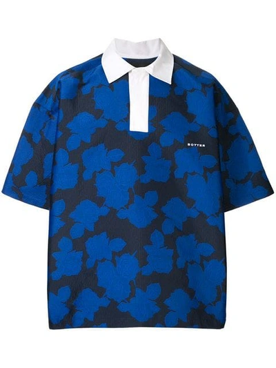 Shop Botter Jacquard Polo Shirt In Blue