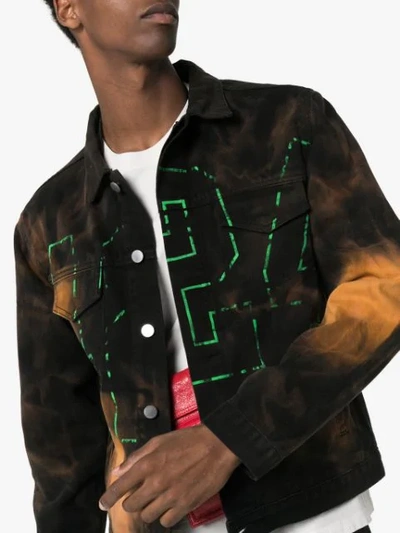 Shop 424 Logo Embroidered Ombre Effect Denim Jacket In Multicoloured