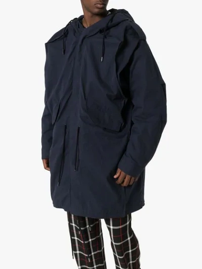 Shop Y/project Quilted-interior Hooded Parka In Navy