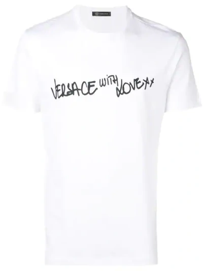 Shop Versace 'with Love' Print T In White