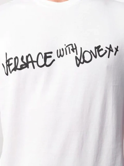 Shop Versace 'with Love' Print T In White