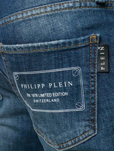 Shop Philipp Plein Statement Slim-fit Jeans In Blue