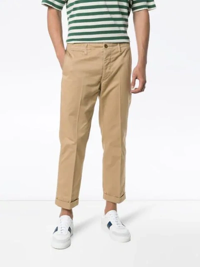 Shop Visvim Cropped Chino Trousers In Brown