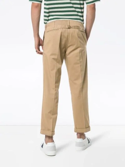 Shop Visvim Cropped Chino Trousers In Brown