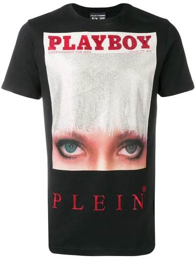 Shop Philipp Plein X Playboy Printed Crystal T-shirt In Black