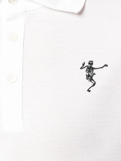 Shop Alexander Mcqueen Dancing Skeleton Polo Shirt In White