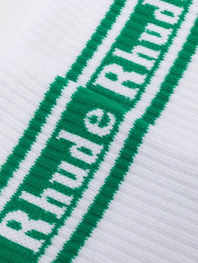 Shop Rhude Logo Ribbed Socks In White