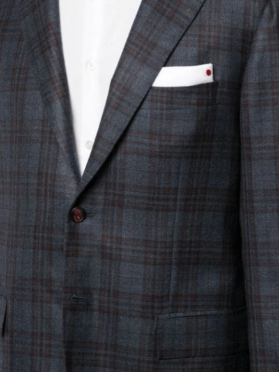 Shop Kiton Classic Plaid Blazer In Grey