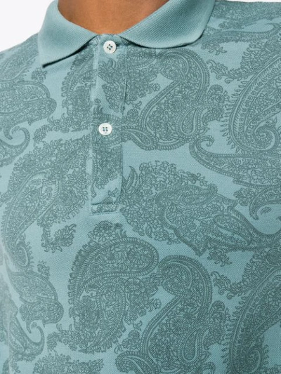 Shop Etro Paisley Print Polo Shirt In 251 Blue