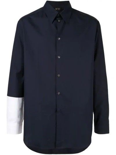 Shop N°21 Contrast Sleeve Shirt In Blue