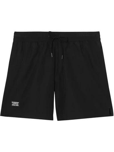 Shop Burberry Logo Detail Drawcord Swim Shorts In Black