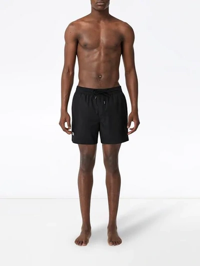 Shop Burberry Logo Detail Drawcord Swim Shorts In Black