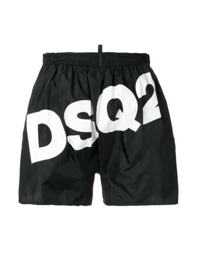 Shop Dsquared2 Logo Swim Shorts In Black