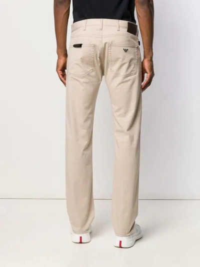 Shop Emporio Armani Straight-leg Trousers - Neutrals