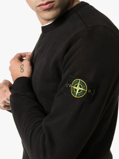 Shop Stone Island Compass Badge Sweatshirt In Black