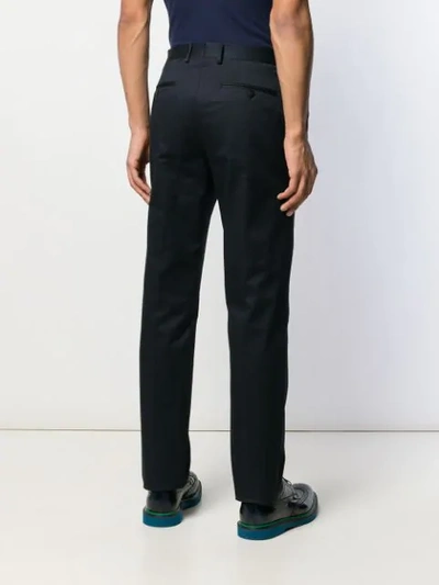 Shop Etro Creased Straight Leg Trousers In Blue