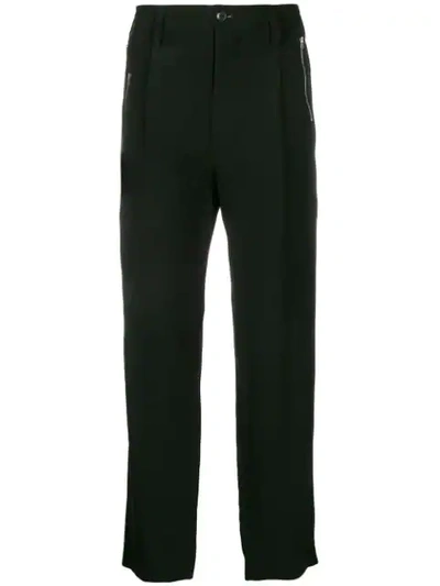 Shop Yohji Yamamoto Zipped Pocket Trousers In Black