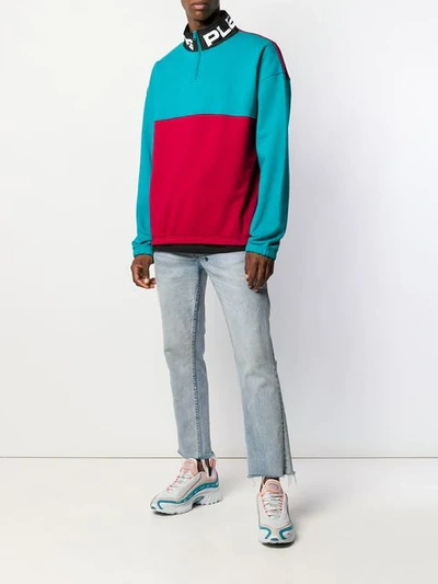 Pleasures Fleecepullover Mit Kontrasteinsatz In Red