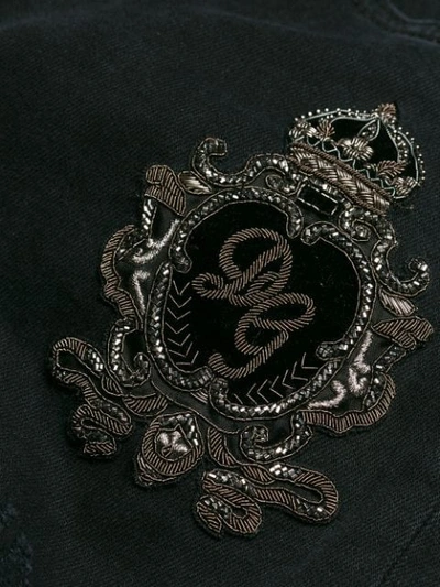 Shop Dolce & Gabbana Crest Embroidered Skinny Jeans In Black