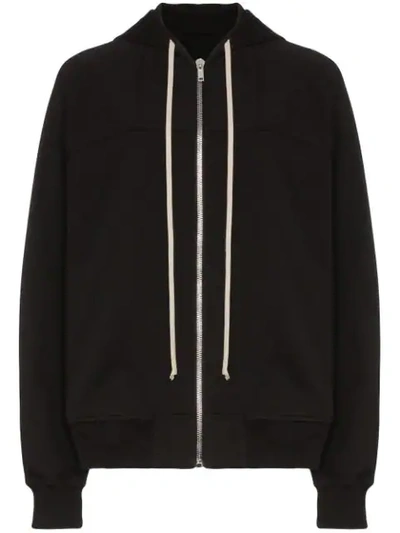 RICK OWENS ZIP-UP HOODIE - 黑色