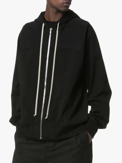 RICK OWENS ZIP-UP HOODIE - 黑色