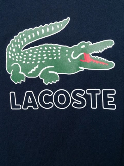 Shop Lacoste Logo Print Crew Neck T-shirt In Blue