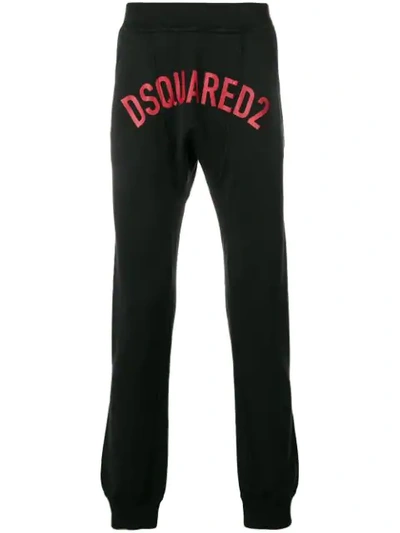 Shop Dsquared2 Printed Logo Track Pants In Black