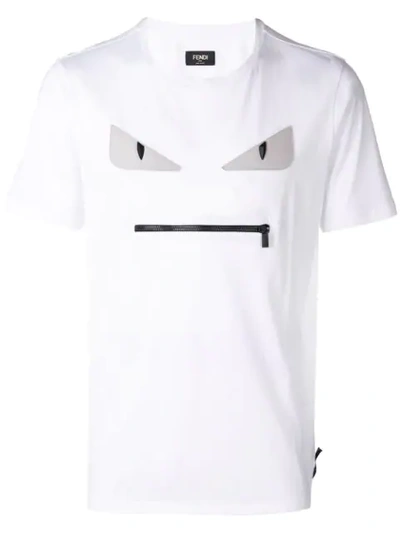 Shop Fendi Embroidered Bag Bugs T-shirt In White
