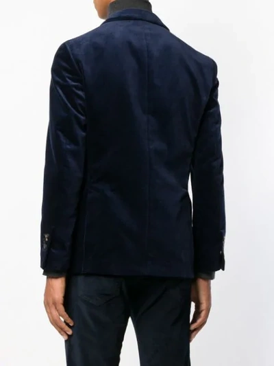 Shop Gabriele Pasini Velvet Fitted Blazer In Blue