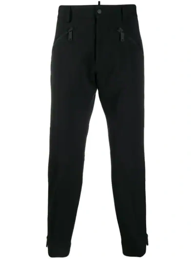 Shop Dsquared2 Cropped Zip Trousers In Black