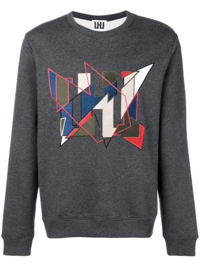 Shop Les Hommes Urban Graphic Embroidered Sweatshirt - Grey