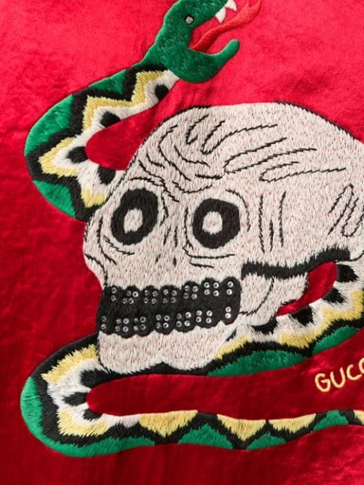 GUCCI EMBROIDERED ACETATE BOWLING SHIRT - 红色