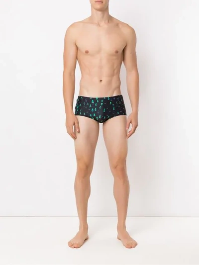 Shop Lygia & Nanny Printed Parati Swimming Trunks In Black