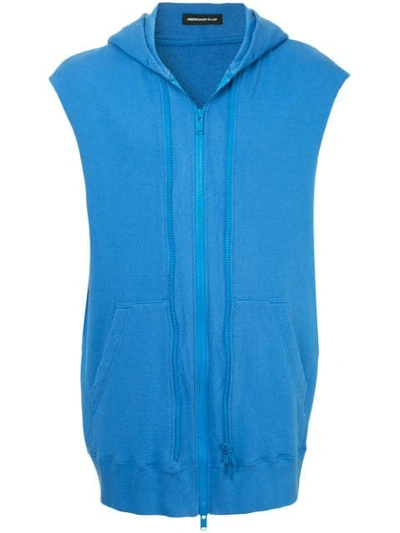 Shop Undercover Back Print Sleeveless Hoodie In Blue