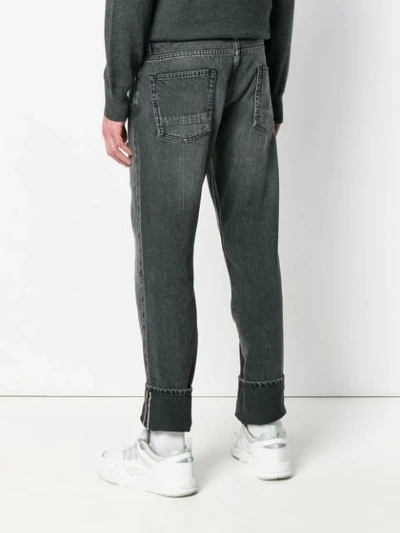 Shop Alexander Mcqueen Distressed Slim Jeans In 1001 Black Washed