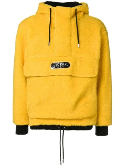 Shop Gcds Oversized Pocket Hoodie - Yellow