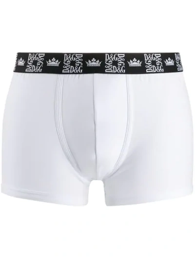 Shop Dolce & Gabbana Crown Logo-print Boxer Briefs In White