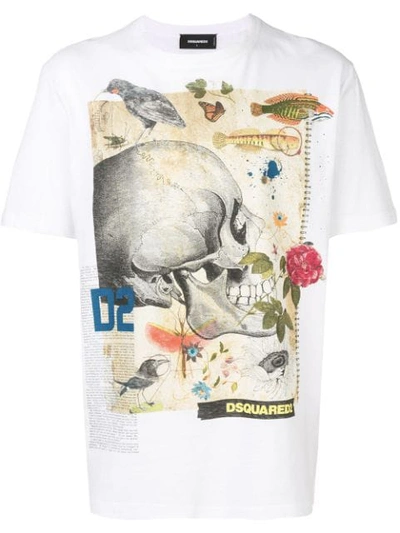 Shop Dsquared2 Skull Illustration Print In 100 White