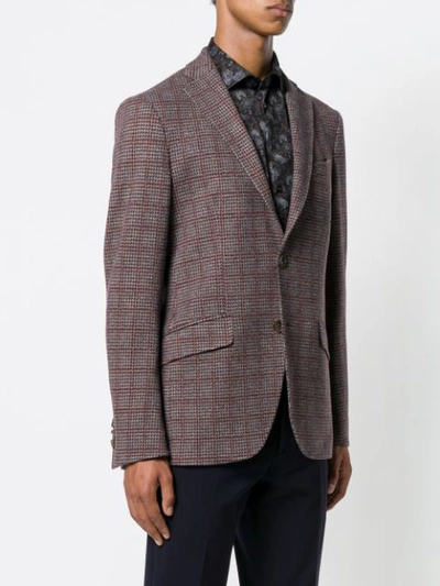 Shop Etro Classic Checked Blazer In Brown