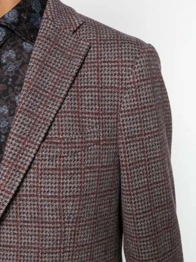 Shop Etro Classic Checked Blazer In Brown