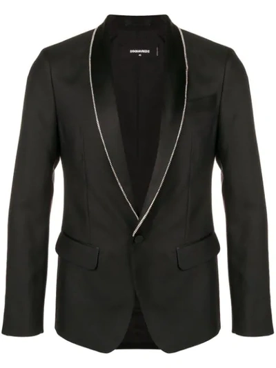 Shop Dsquared2 Zip Lapel Blazer In Black