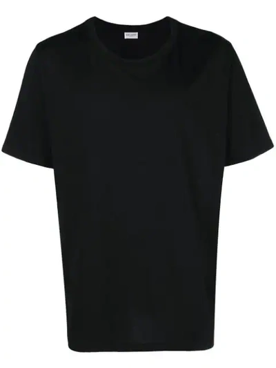 Shop Saint Laurent Signature-print T-shirt In Black